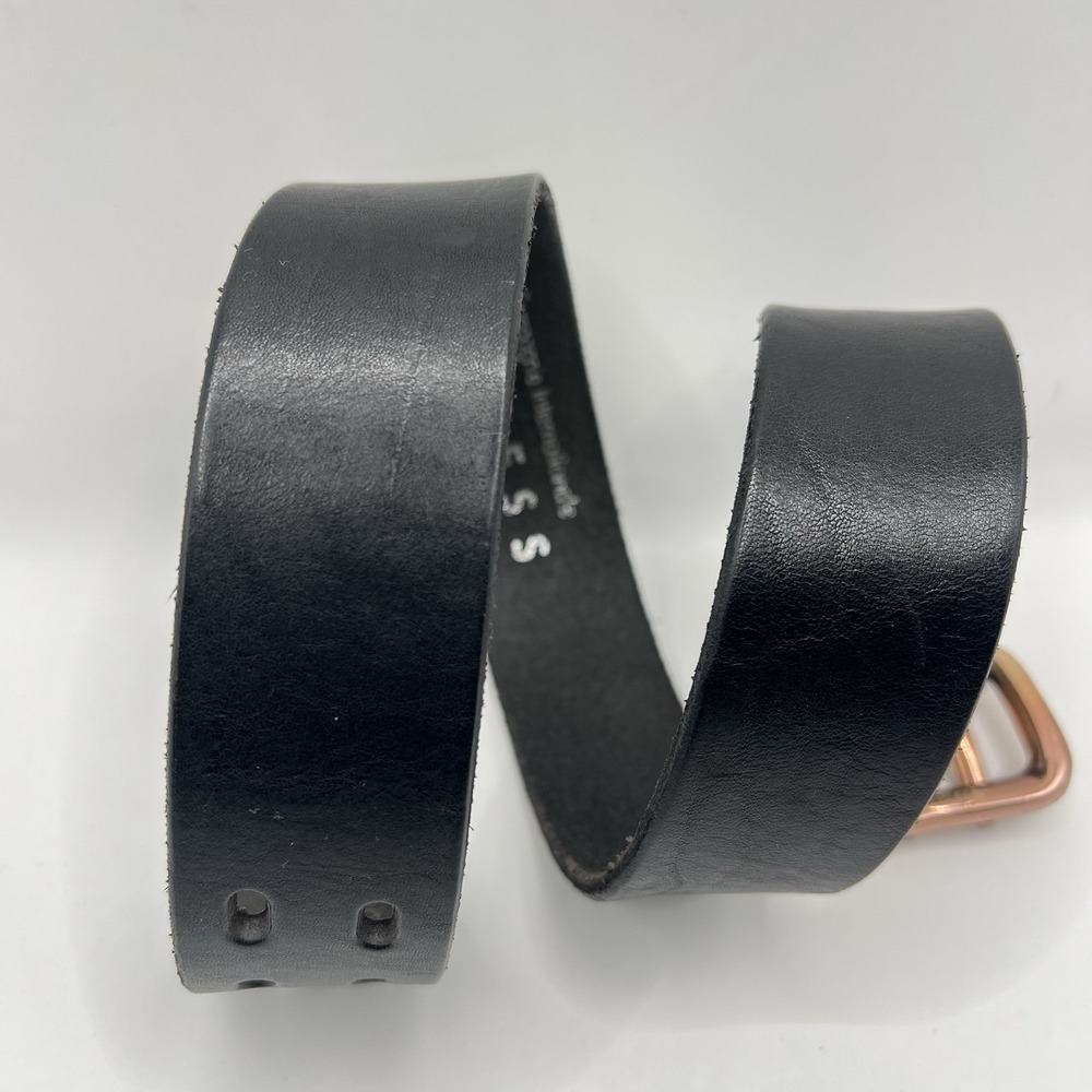 VTG 90s Compagnie Internationale Express Leather Belt S Black Two Prong Buckle - Picture 3 of 9